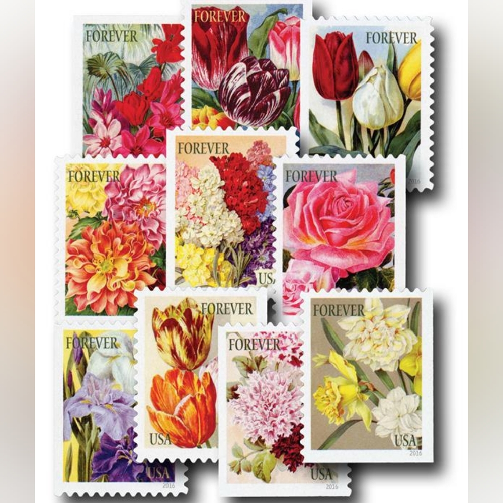 100 Forever Botanical Art 2016‎ USPS Postage Stamps Wedding Invitations Flowers